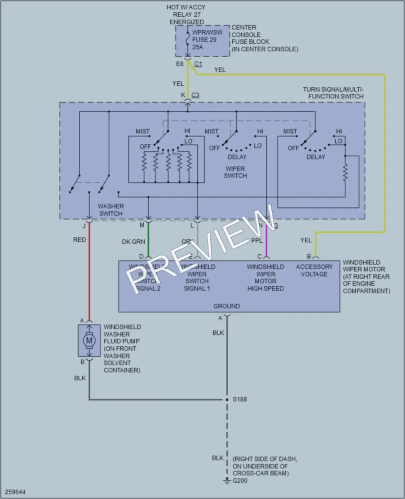 2007 Buick Rendezvous Wiper Washer wiring diagram preview