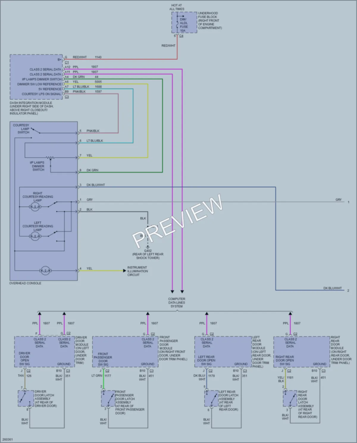 2007 Cadillac CTS Interior Lights wiring diagram preview