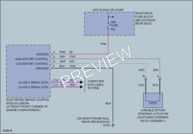 2007 Cadillac CTSV Electronic Power Steering wiring diagram preview