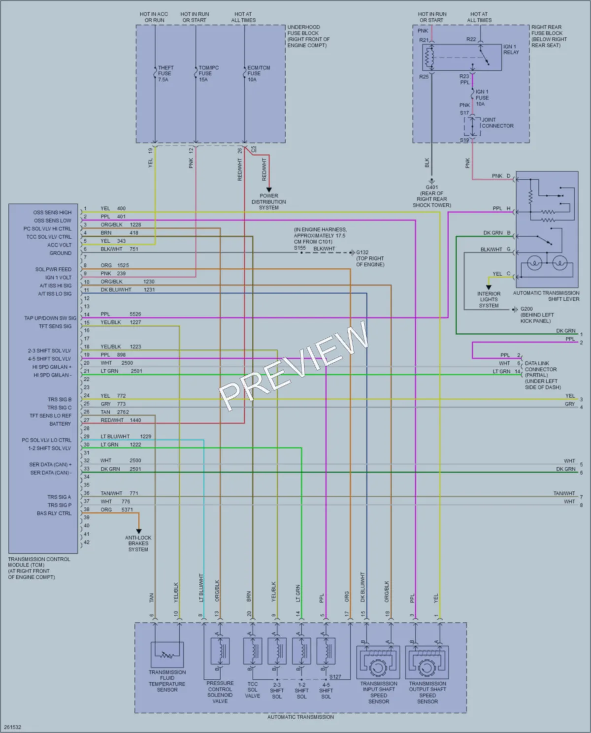 2007 Cadillac CTSV Transmission wiring diagram preview