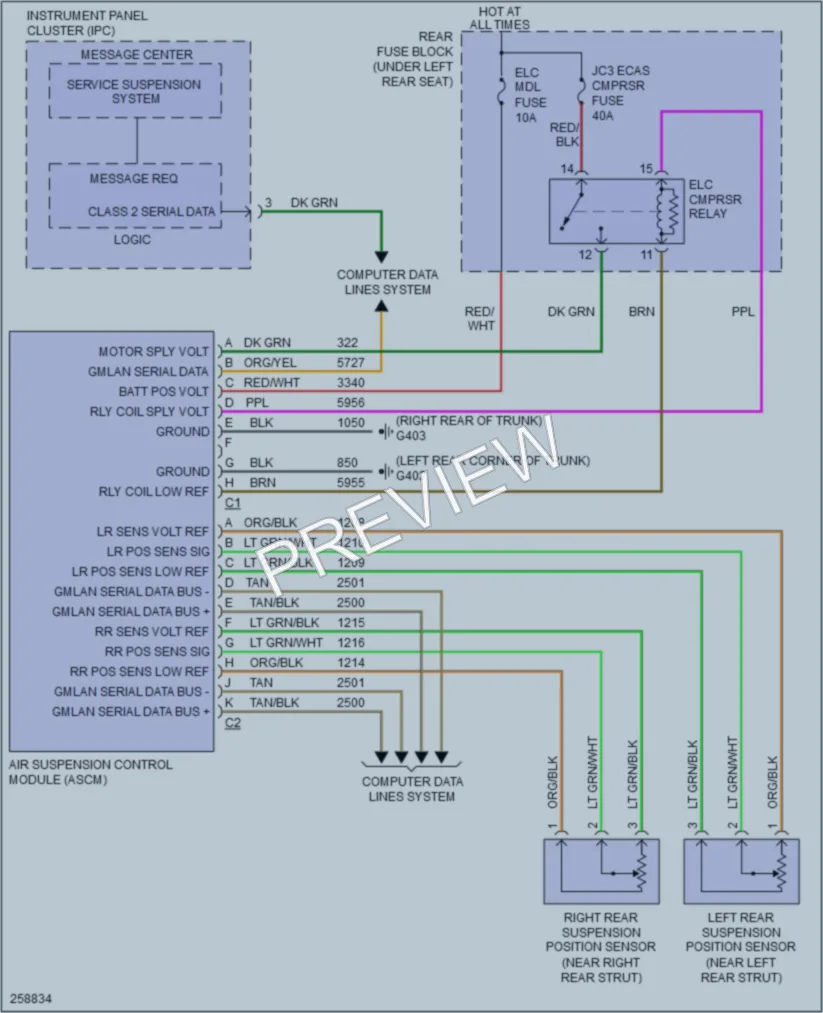 2007 Cadillac DTS Electronic Suspension wiring diagram preview