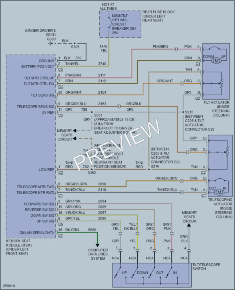 2007 Cadillac DTS Memory Systems wiring diagram preview