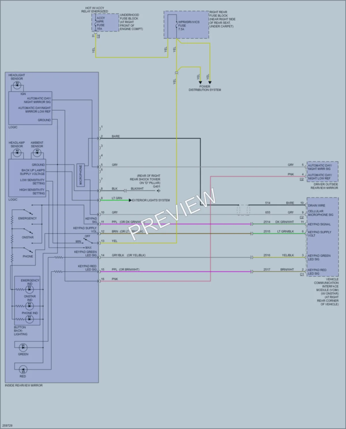 2007 Cadillac SRX Power Mirrors wiring diagram preview
