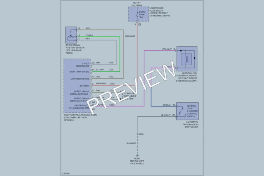2007 Cadillac SRX Shift Interlock wiring diagram preview