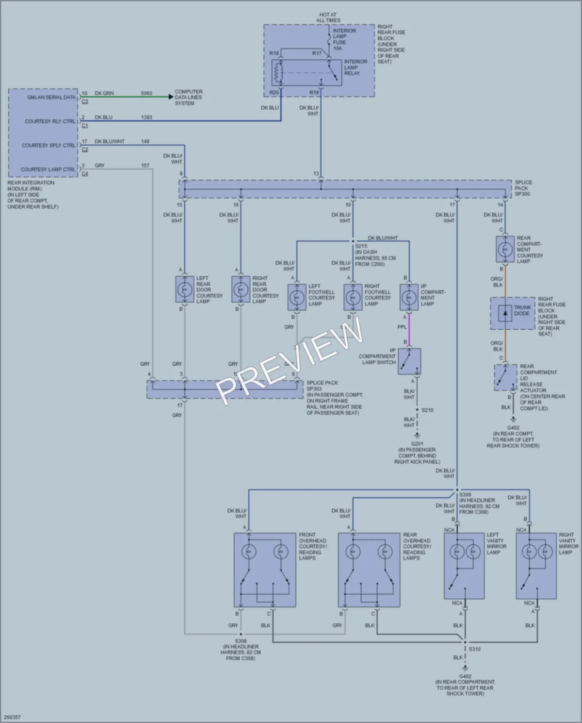 2007 Cadillac STS Interior Lights wiring diagram preview