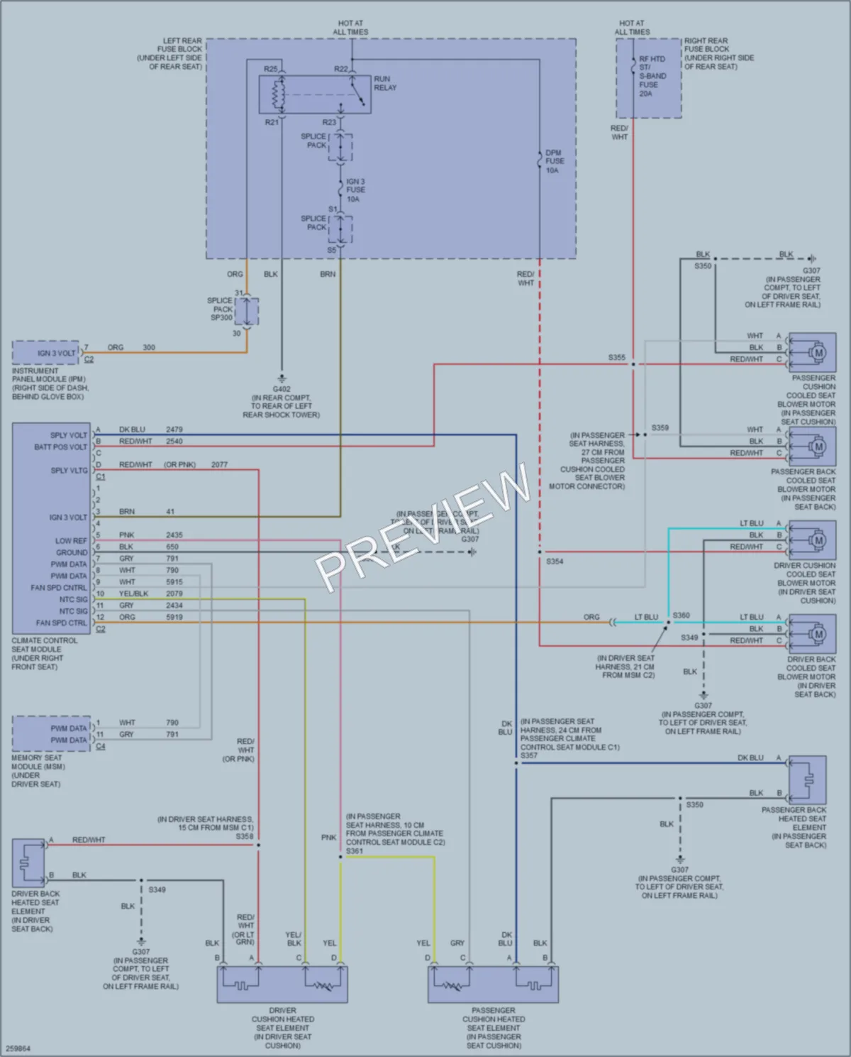 2007 Cadillac STS Power Seats wiring diagram preview