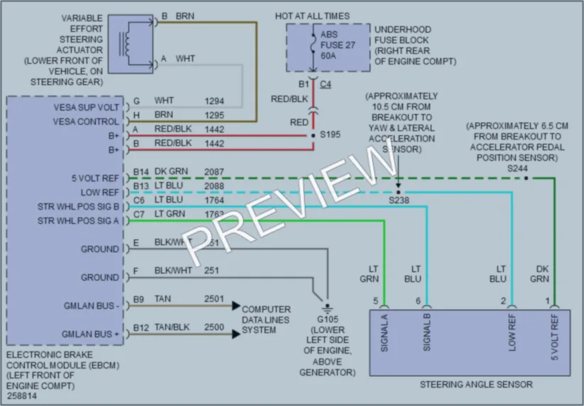 2007 Cadillac XLR Electronic Power Steering wiring diagram preview