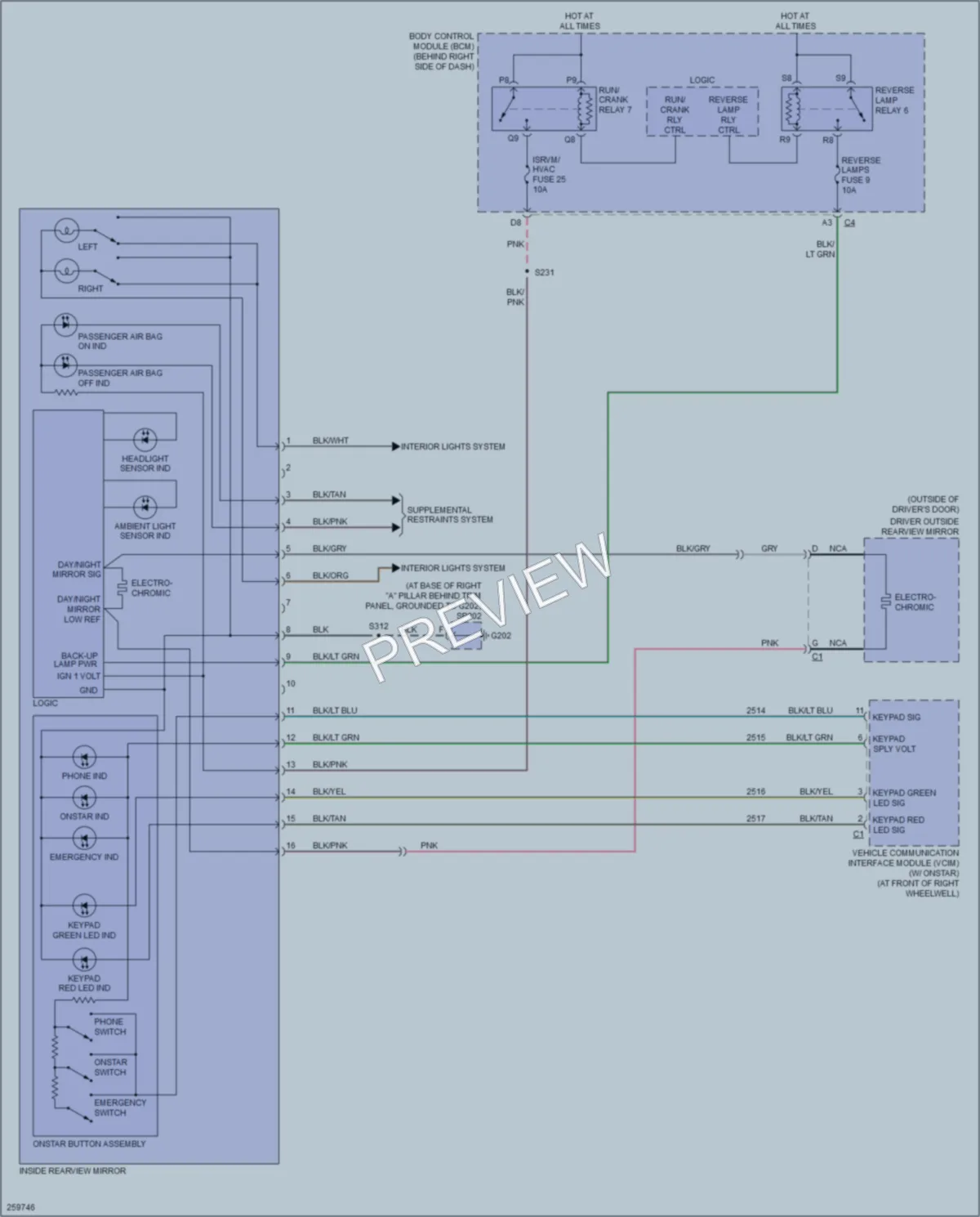 2007 Cadillac XLR Power Mirrors wiring diagram preview