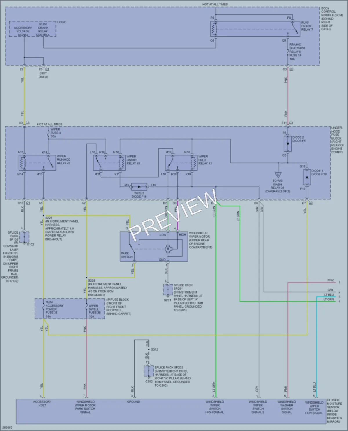 2007 Cadillac XLR Wiper Washer wiring diagram preview