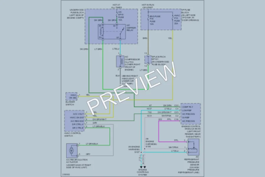 2007 Chevrolet Aveo Air Conditioning wiring diagram preview