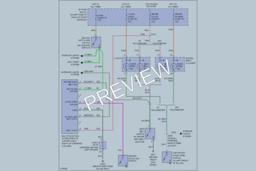 2007 Chevrolet Aveo Warning Systems wiring diagram preview