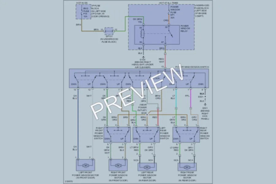 2007 Chevrolet Aveo5 Power Windows wiring diagram preview