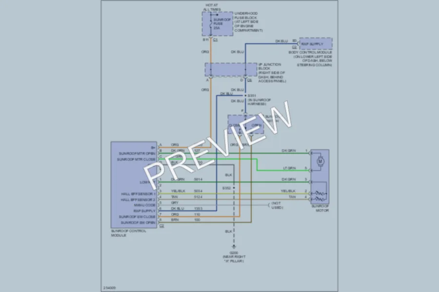 2007 Chevrolet 2500 Hd Power Top Sunroof wiring diagram preview