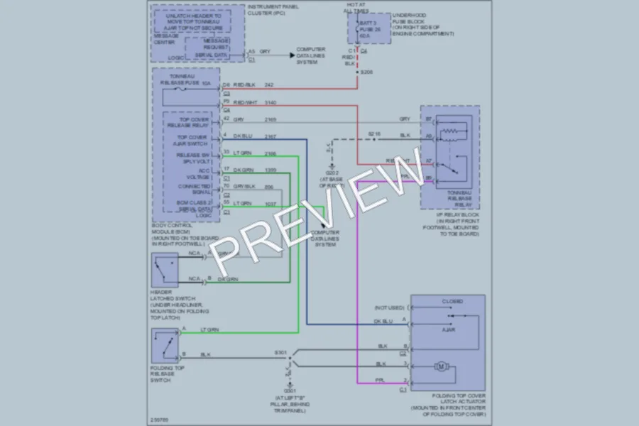 2007 Chevrolet Corvette Power Top Sunroof wiring diagram preview