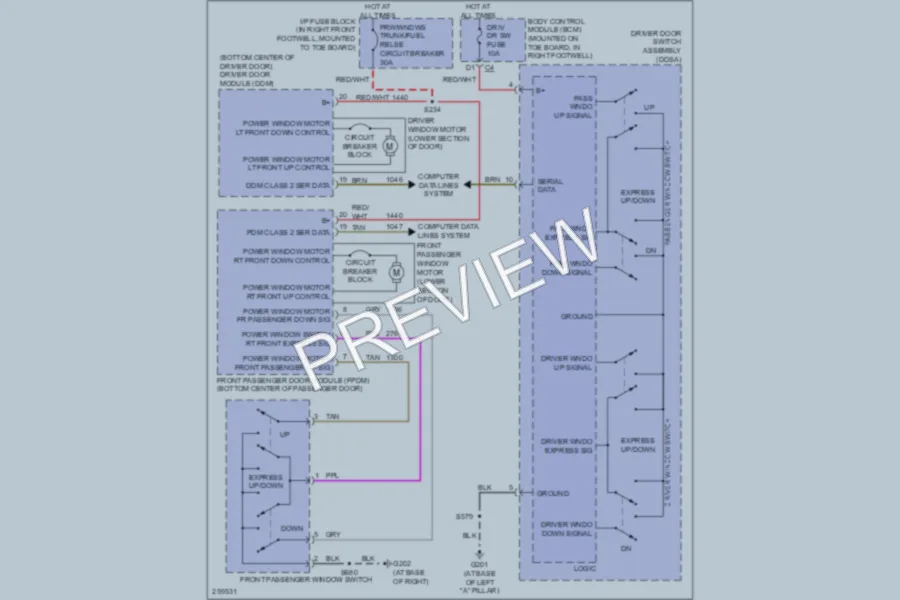 2007 Chevrolet Corvette Power Windows wiring diagram preview