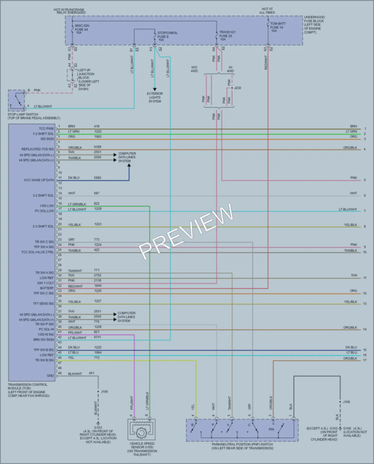 2007 Chevrolet 1500 Transmission wiring diagram preview
