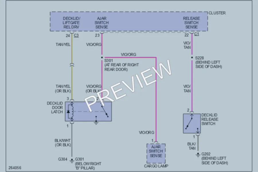 2007 Chrysler 300 Trunk Tailgate Fuel Door wiring diagram preview