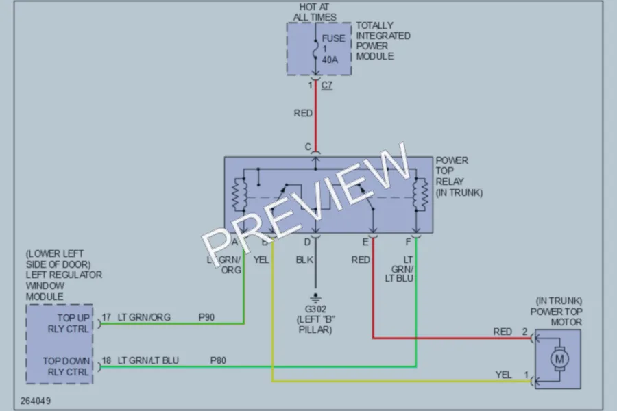 2007 Chrysler PTCruiser Power Top Sunroof wiring diagram preview