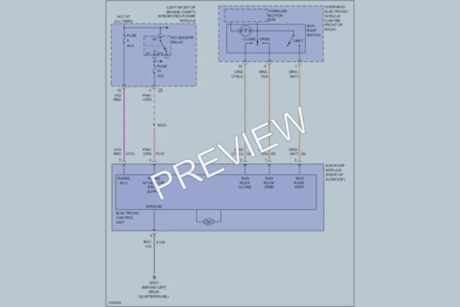 2007 Chrysler Pacifica Power Top Sunroof wiring diagram preview