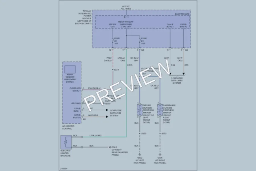 2007 Chrysler 4D Sedan Defoggers wiring diagram preview