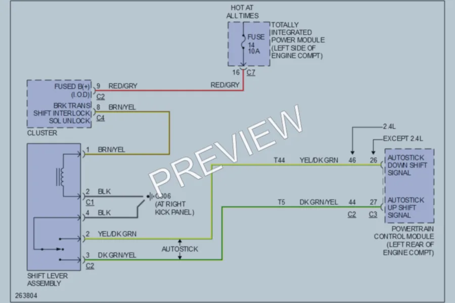 2007 Chrysler 4D Sedan Shift Interlock wiring diagram preview
