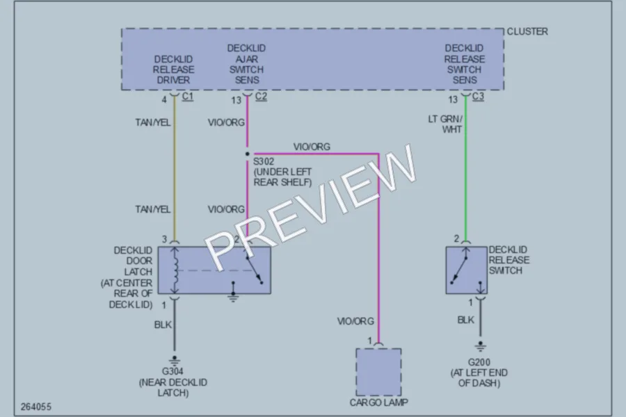2007 Chrysler 4D Sedan Trunk Tailgate Fuel Door wiring diagram preview