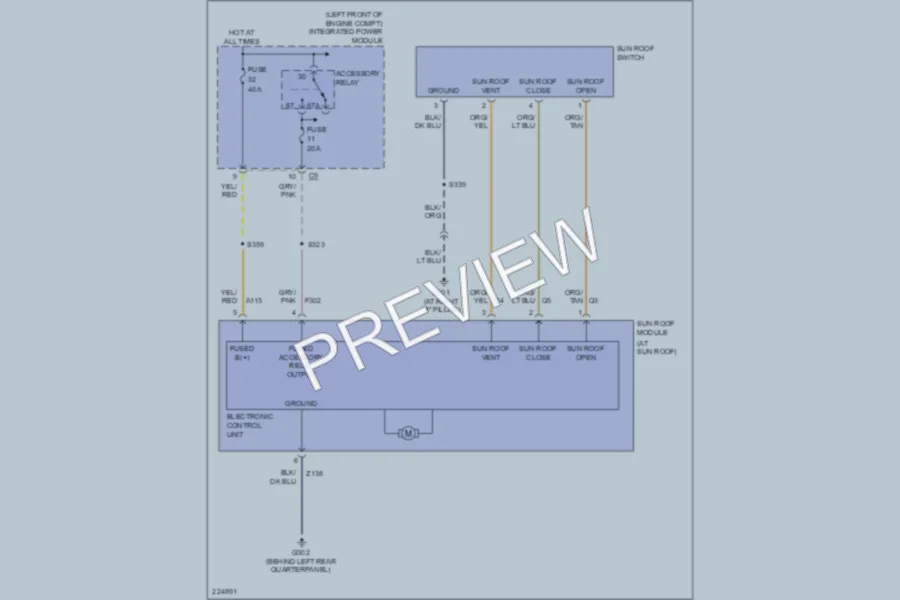 2007 Chrysler TownCountry Power Top Sunroof wiring diagram preview