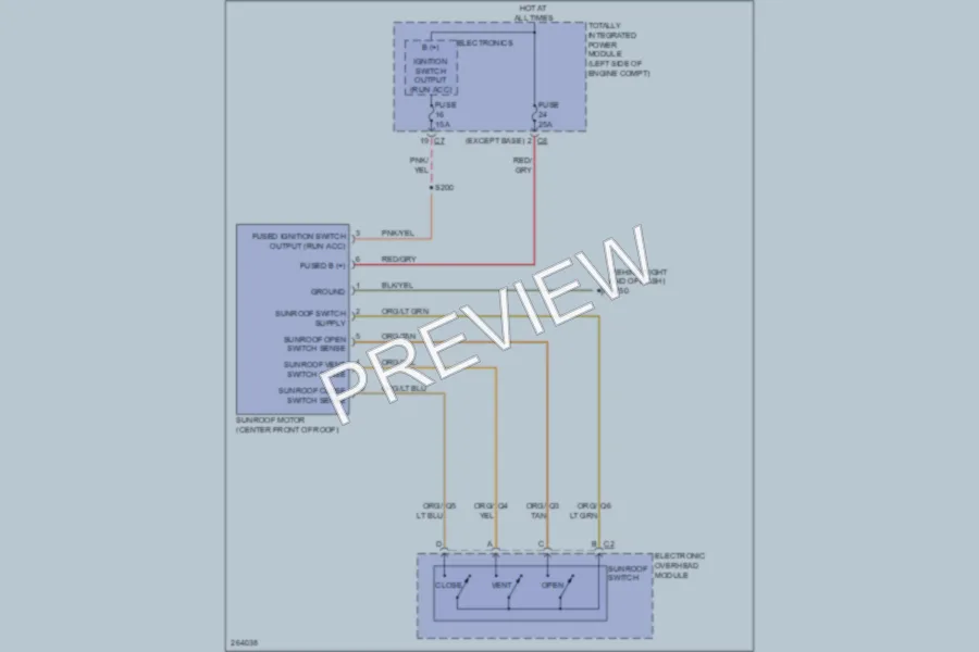 2007 Dodge Caliber Power Top Sunroof wiring diagram preview