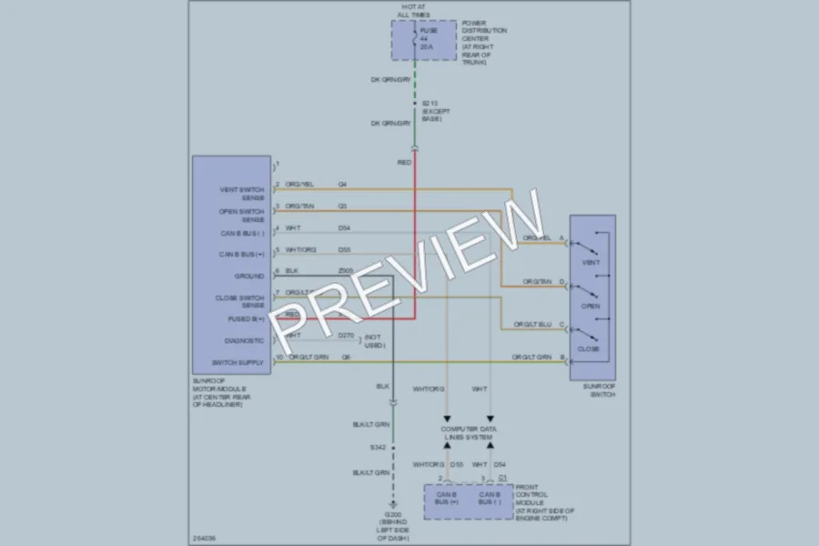 2007 Dodge Charger Power Top Sunroof wiring diagram preview