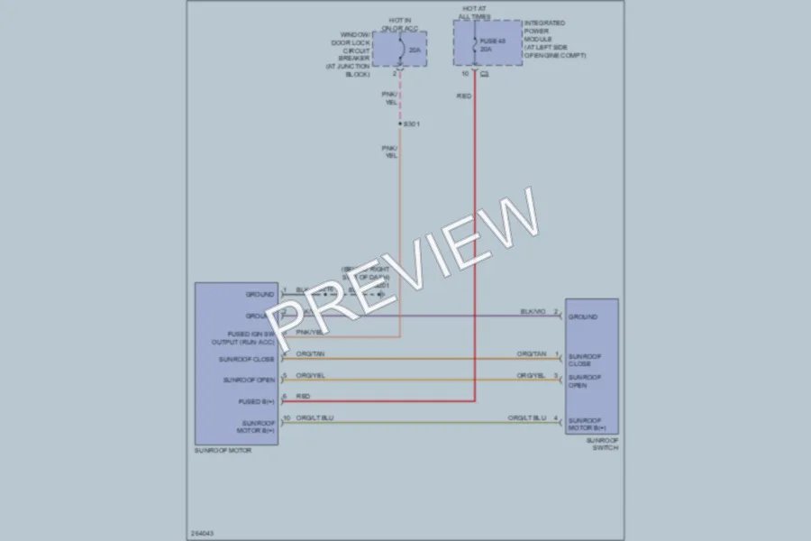 2007 Dodge Dakota Power Top Sunroof wiring diagram preview