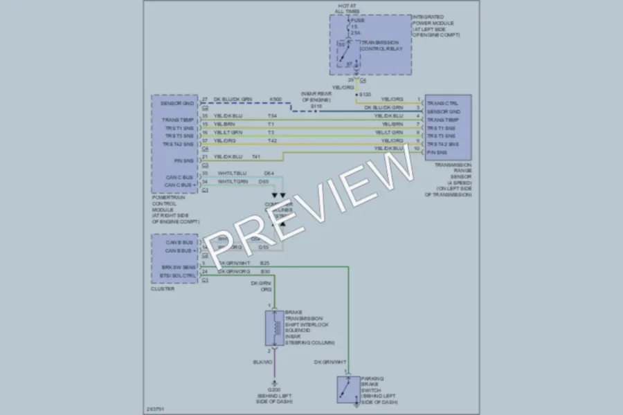 2007 Dodge Dakota Shift Interlock wiring diagram preview