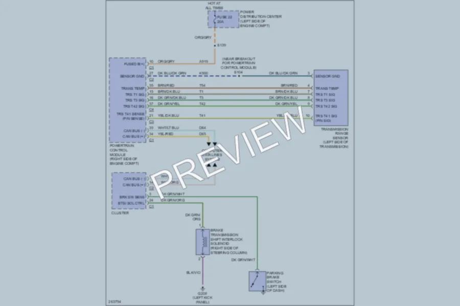2007 Dodge Durango Shift Interlock wiring diagram preview