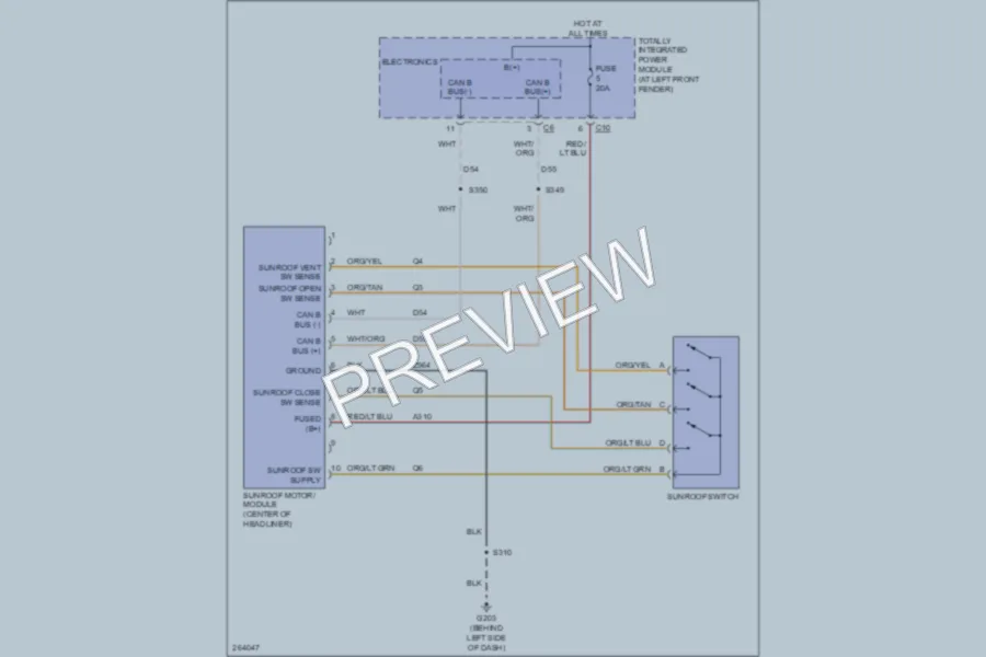 2007 Dodge R3500 Power Top Sunroof wiring diagram preview