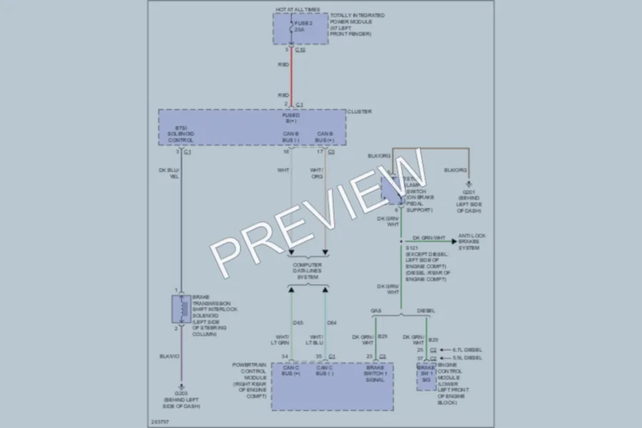 2007 Dodge R2500 Shift Interlock wiring diagram preview