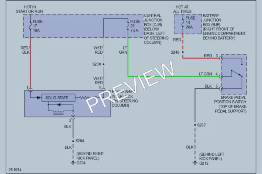 2007 Ford CrownVictoria Shift Interlock wiring diagram preview