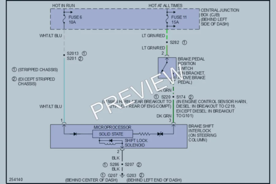 2007 Ford E150 Shift Interlock wiring diagram preview