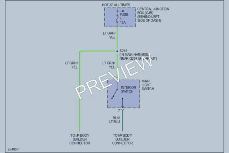 2007 Ford E250 Interior Lights wiring diagram preview