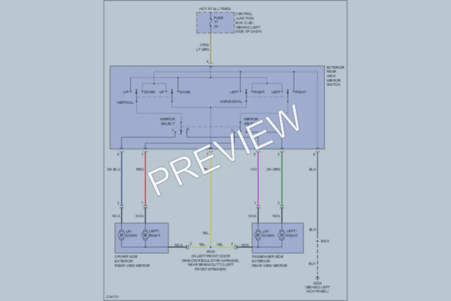 2007 Ford E250 Power Mirrors wiring diagram preview