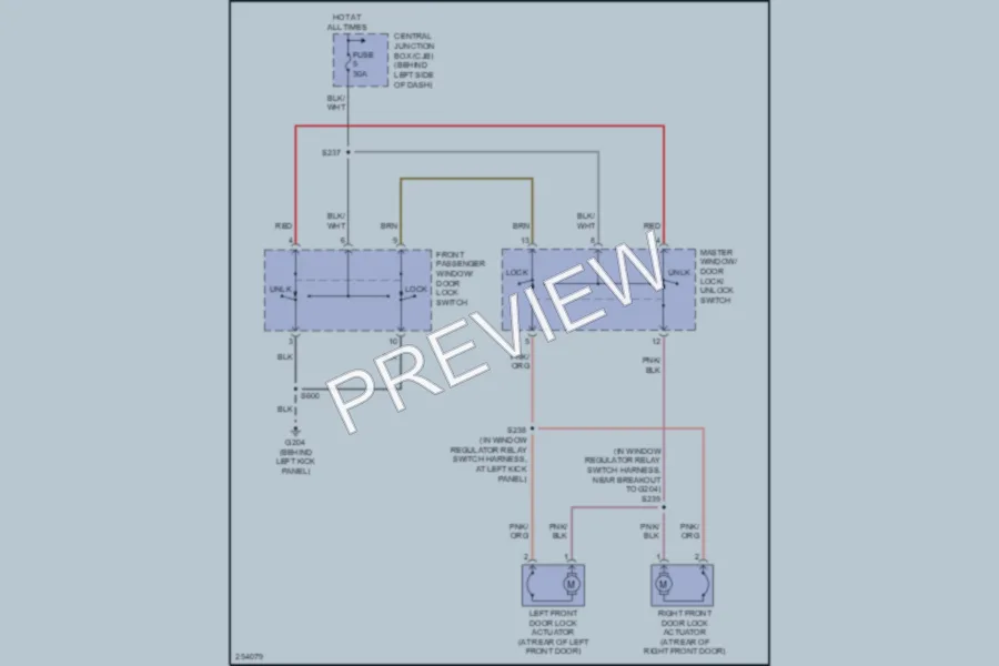 2007 Ford E150 Power Door Locks wiring diagram preview