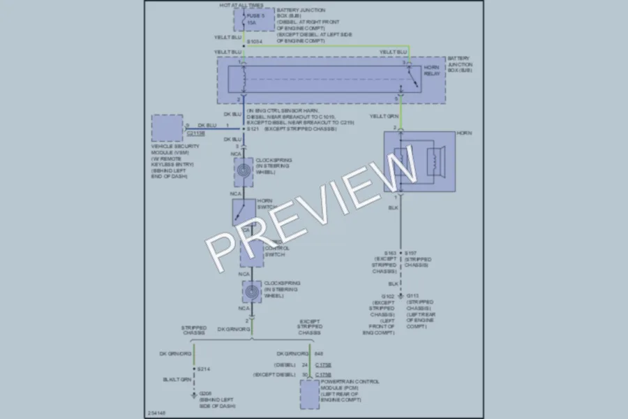 2007 Ford E350 Super Duty Horn wiring diagram preview