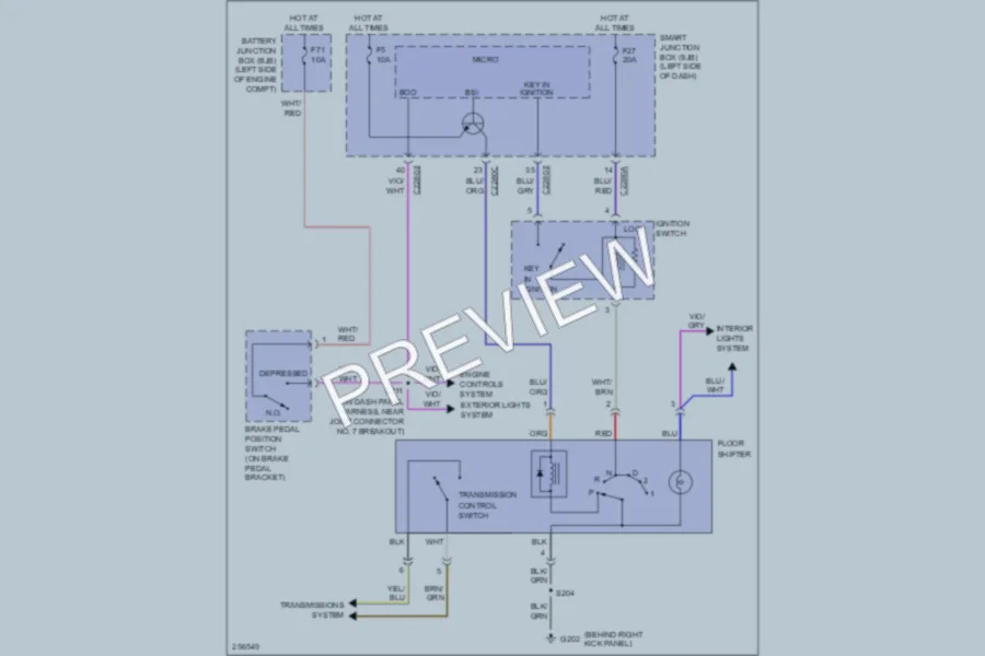 2007 Ford Edge Shift Interlock wiring diagram preview