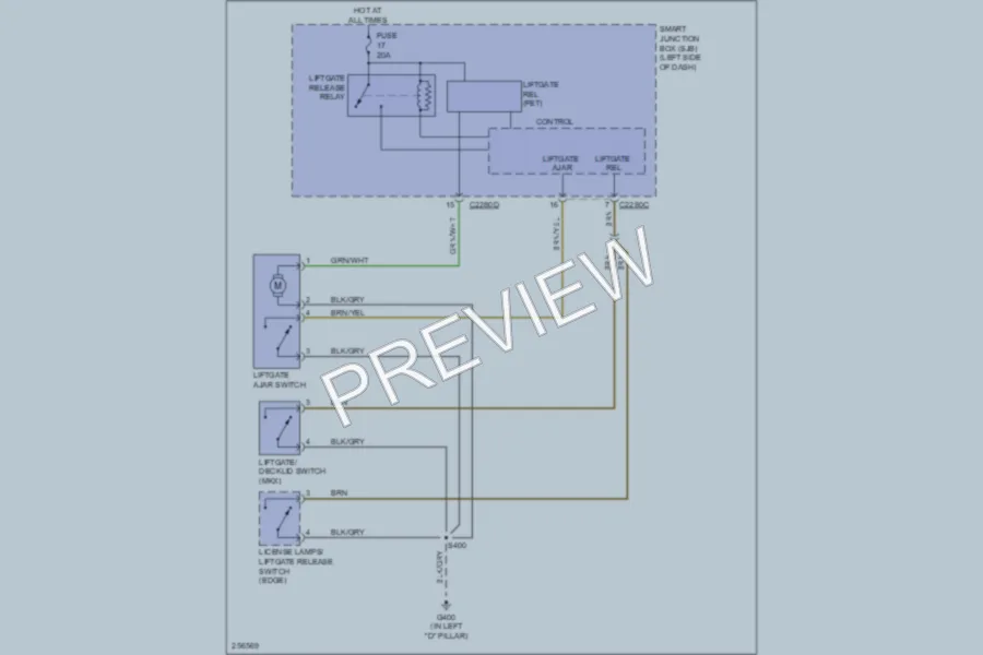2007 Ford Edge Trunk Tailgate Fuel Door wiring diagram preview