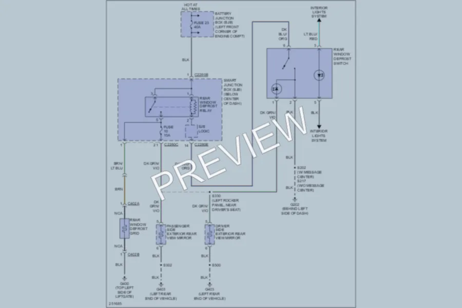 2007 Ford EscapeHybrid Defoggers wiring diagram preview