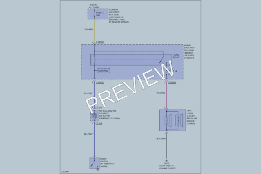 2007 Ford Explorer Horn wiring diagram preview