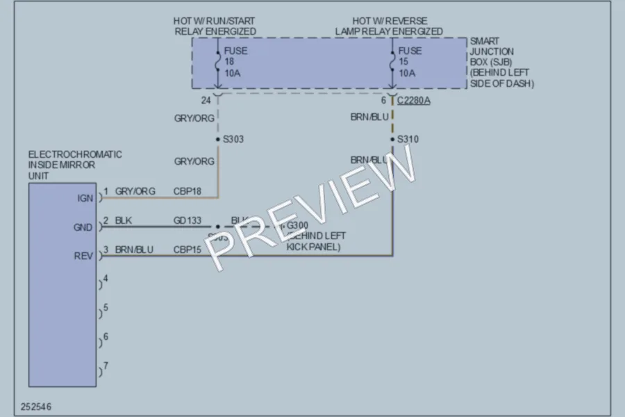 2007 Ford Explorer Power Mirrors wiring diagram preview