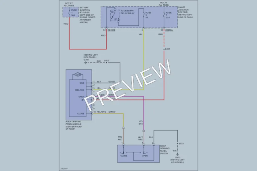 2007 Ford Explorer Power Top Sunroof wiring diagram preview