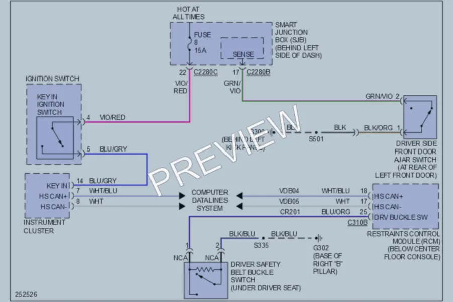 2007 Ford Explorer Warning Systems wiring diagram preview