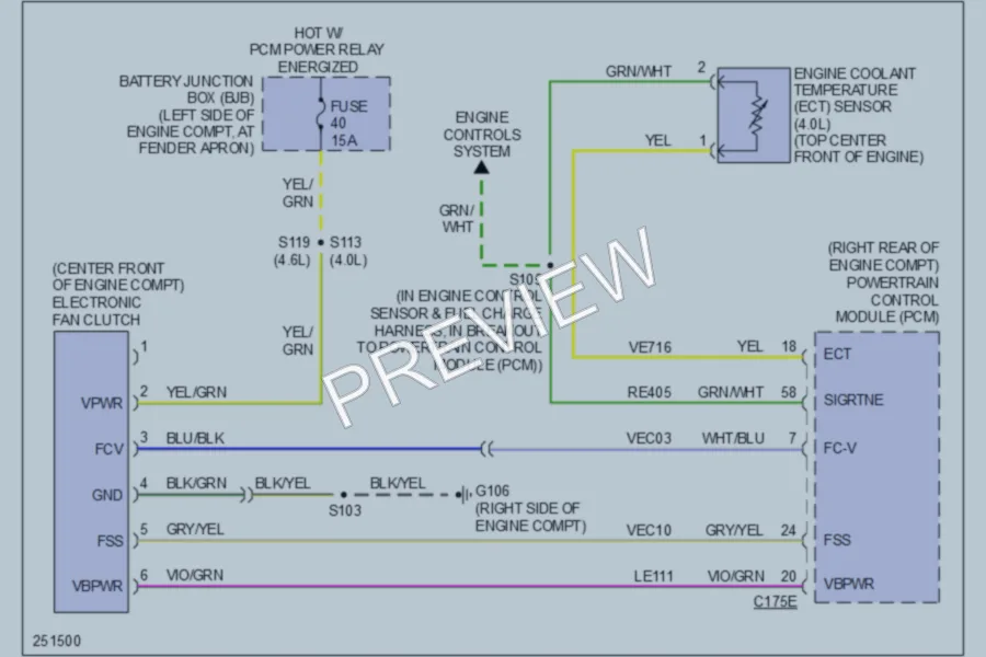 2007 Ford ExplorerSportTrac Cooling Fan wiring diagram preview
