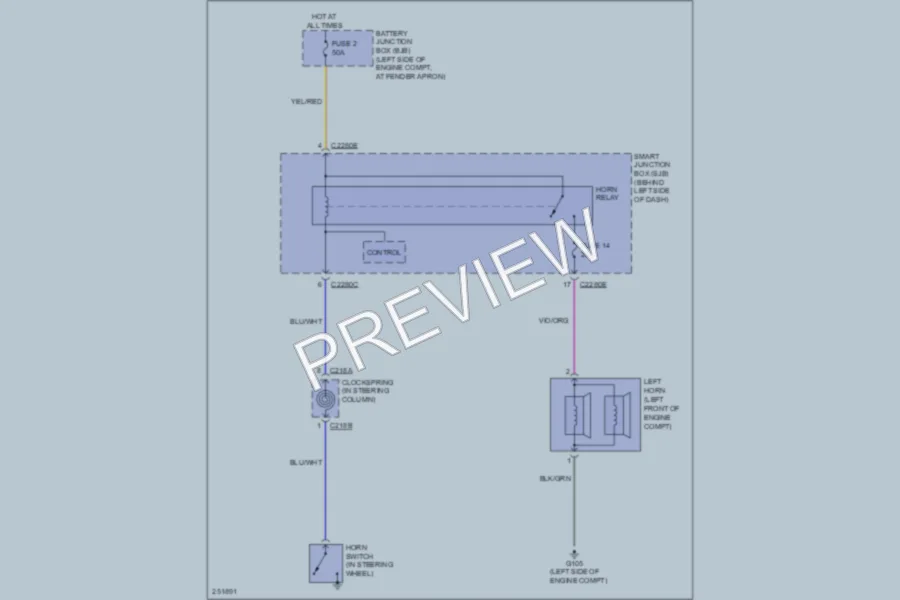 2007 Ford ExplorerSportTrac Horn wiring diagram preview