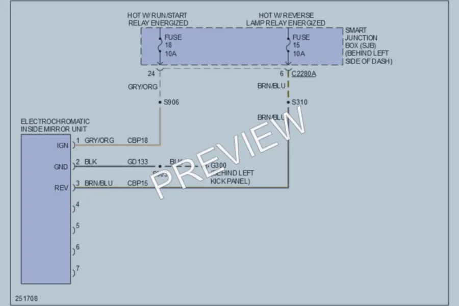 2007 Ford ExplorerSportTrac Power Mirrors wiring diagram preview
